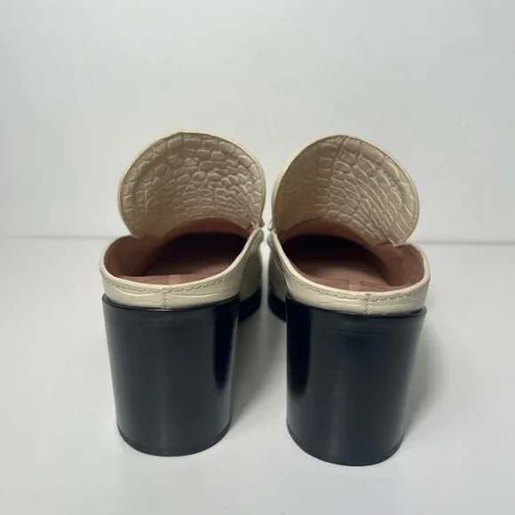 Bottega Veneta Croc Embossed Square Toe Slip On Loafer Mules Heels